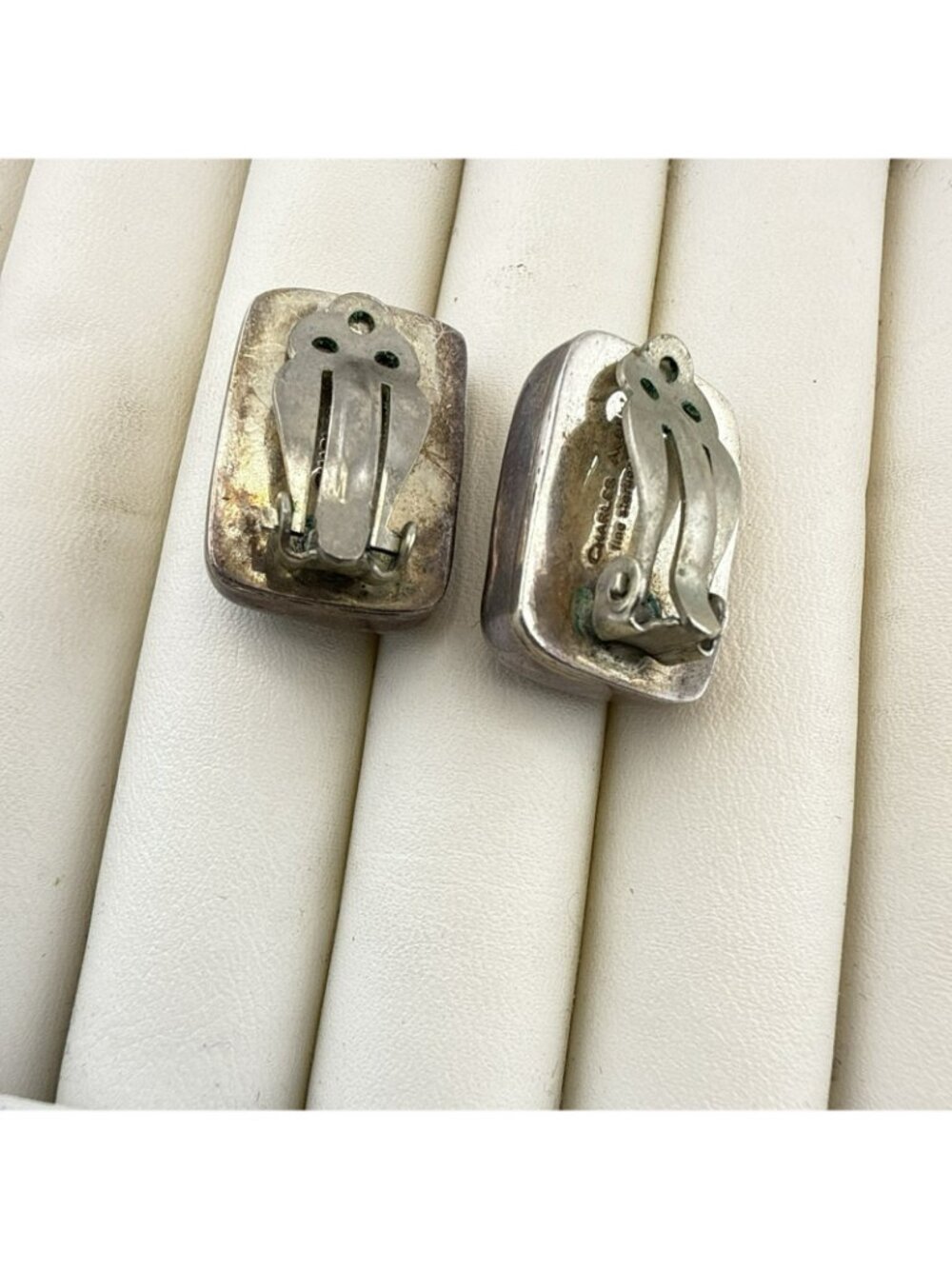 Charles Albert Earrings Dichroic Art Glass Sterling Silver Clip On 18g Colorful - Picture 6 of 13